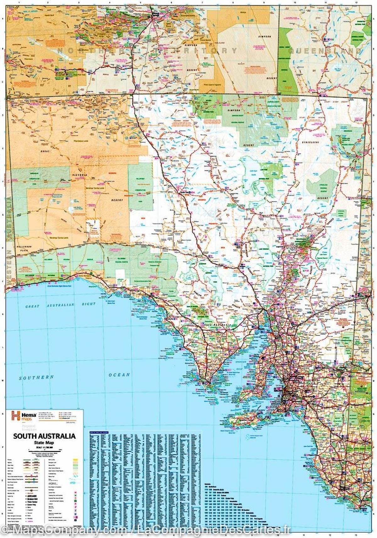 carte de l'Australie du sud