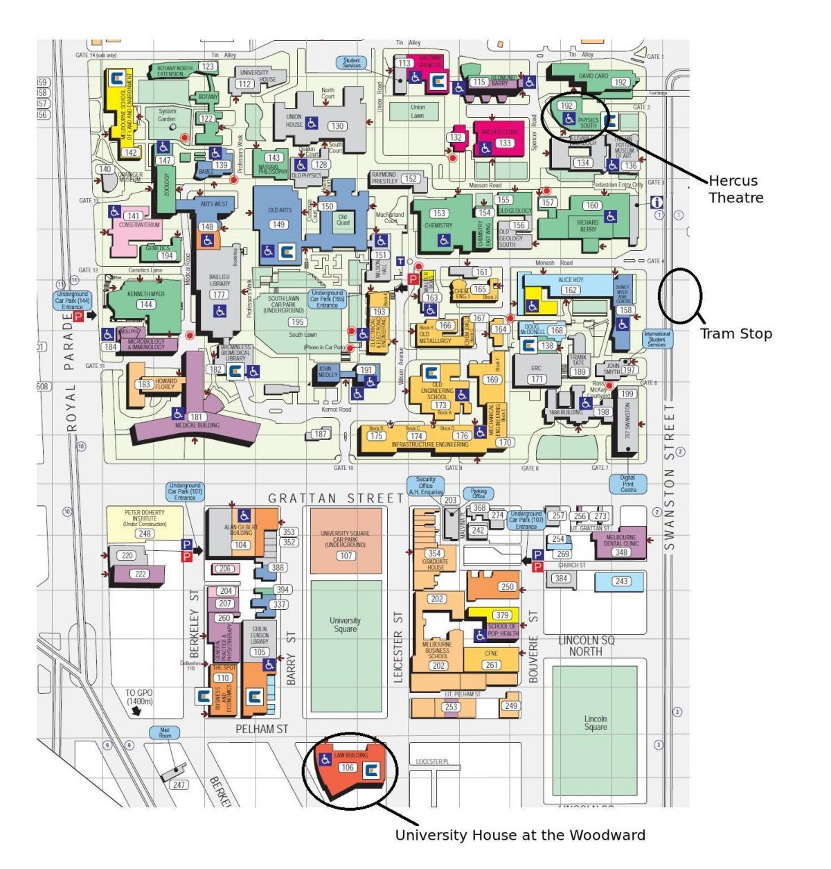 Carte du campus de l'université de Victoria