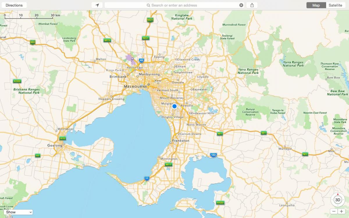 la carte de Melbourne et de sa banlieue