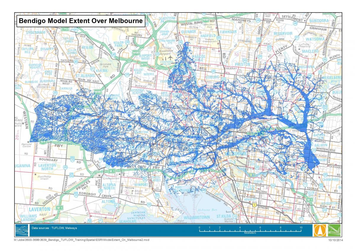 la carte de Melbourne inondation