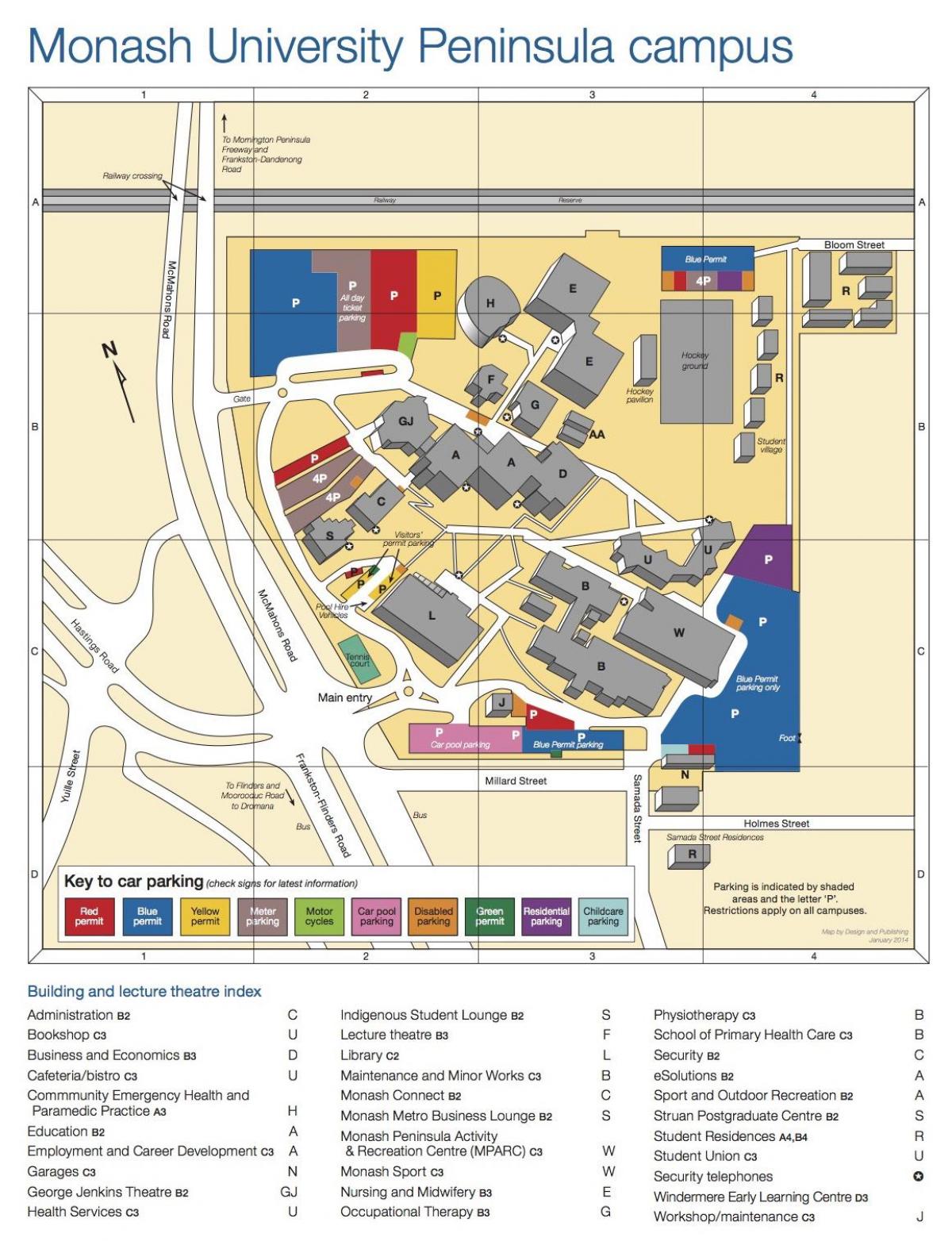 Carte du campus de l'université de Monash