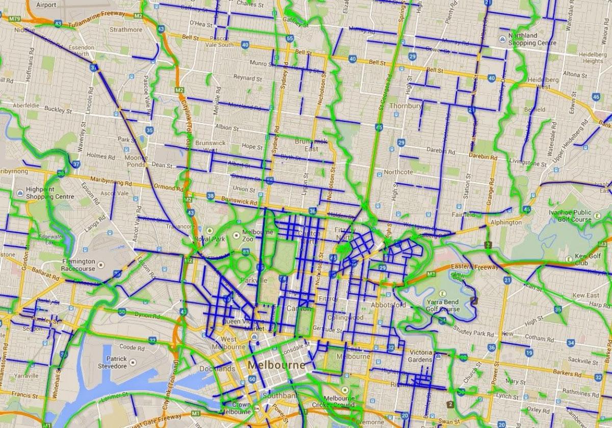 les pistes cyclables de Melbourne carte