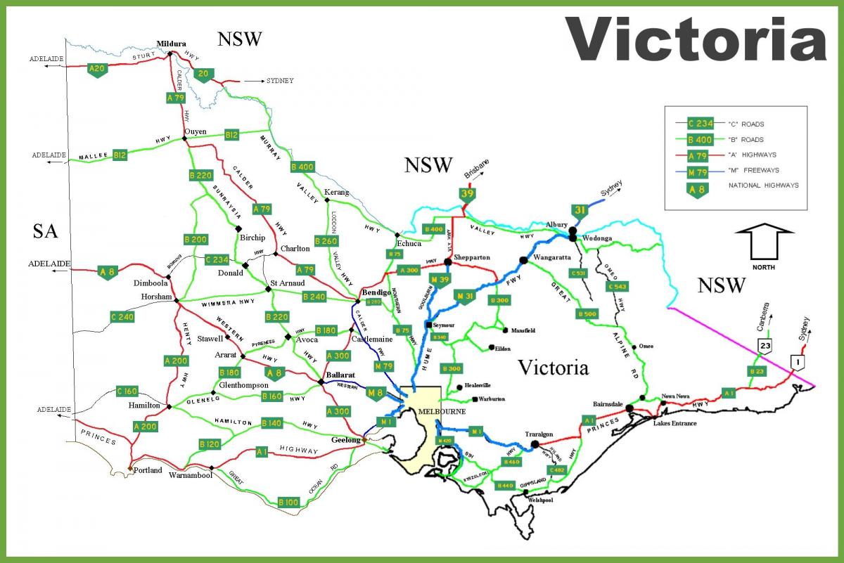 la carte de Victoria, en Australie