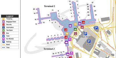 La carte de Melbourne, les terminaux de l'aéroport
