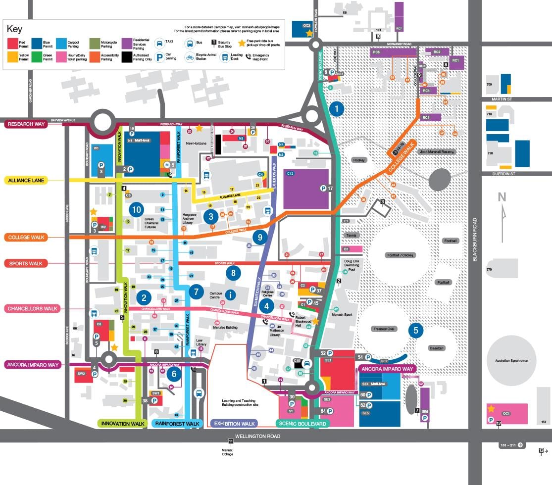 carte de l'université Monash