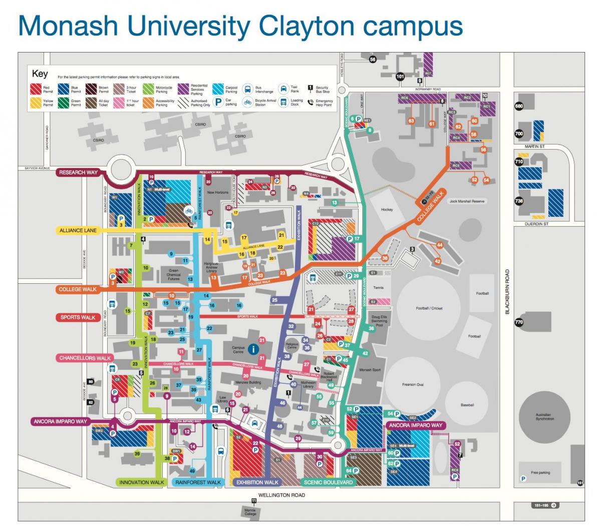 De l'université de Monash Clayton carte