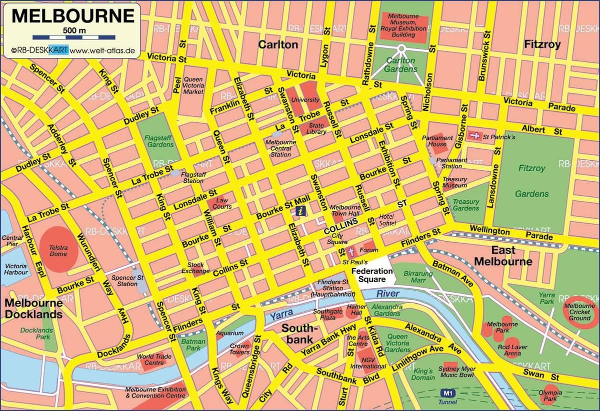 carte de la ville de Melbourne