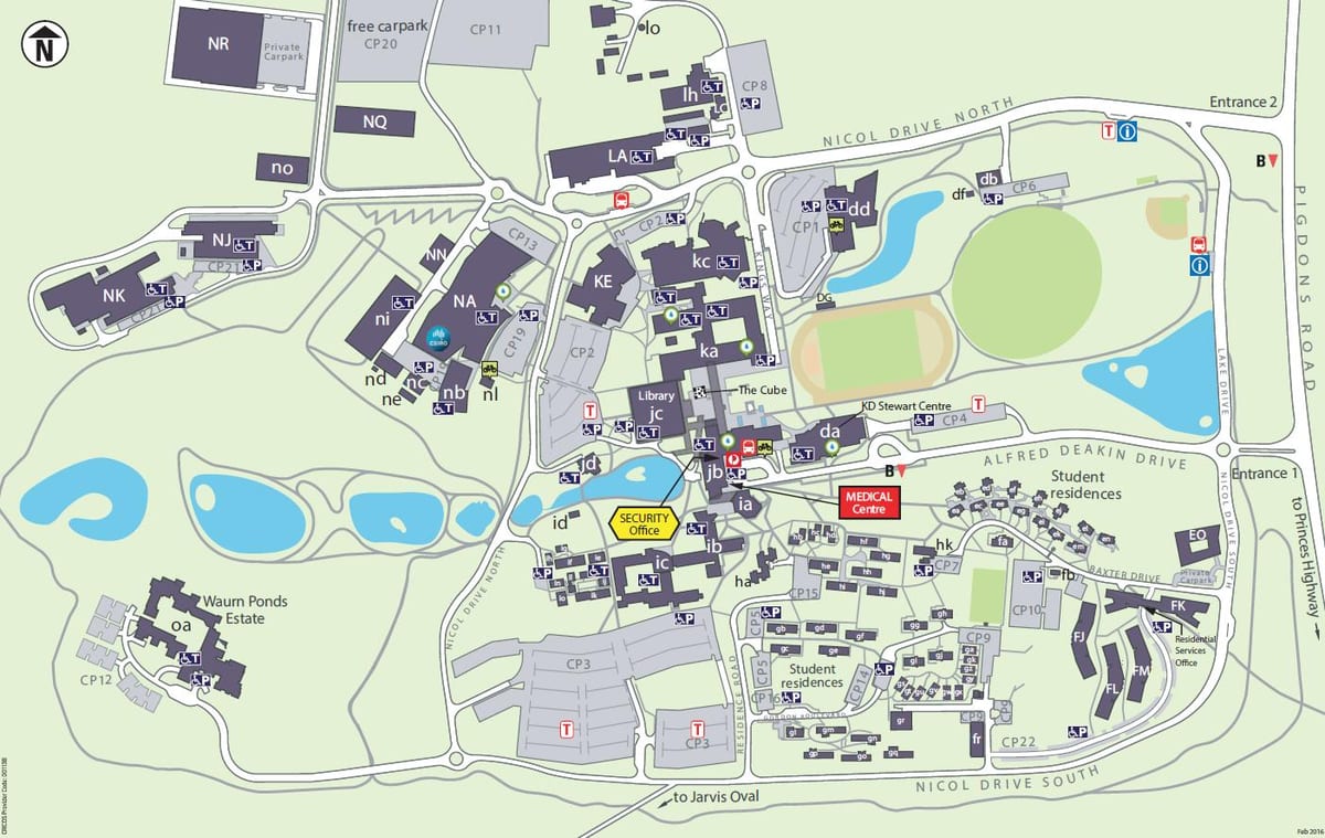 Deakin carte du campus
