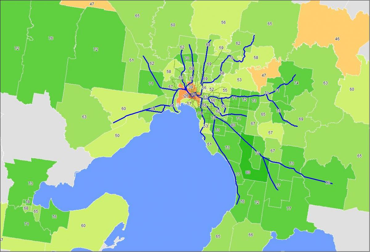 la carte de Melbourne