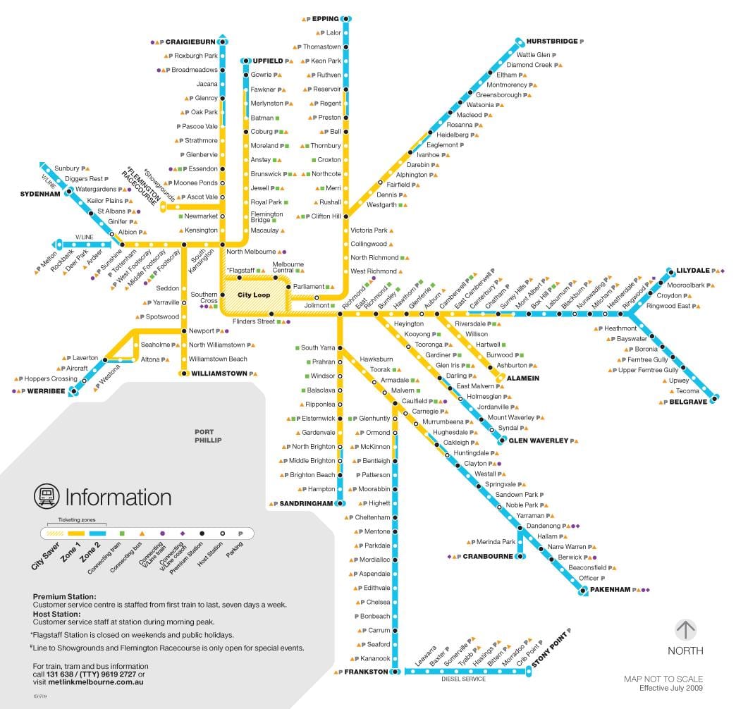 le métro de Melbourne carte