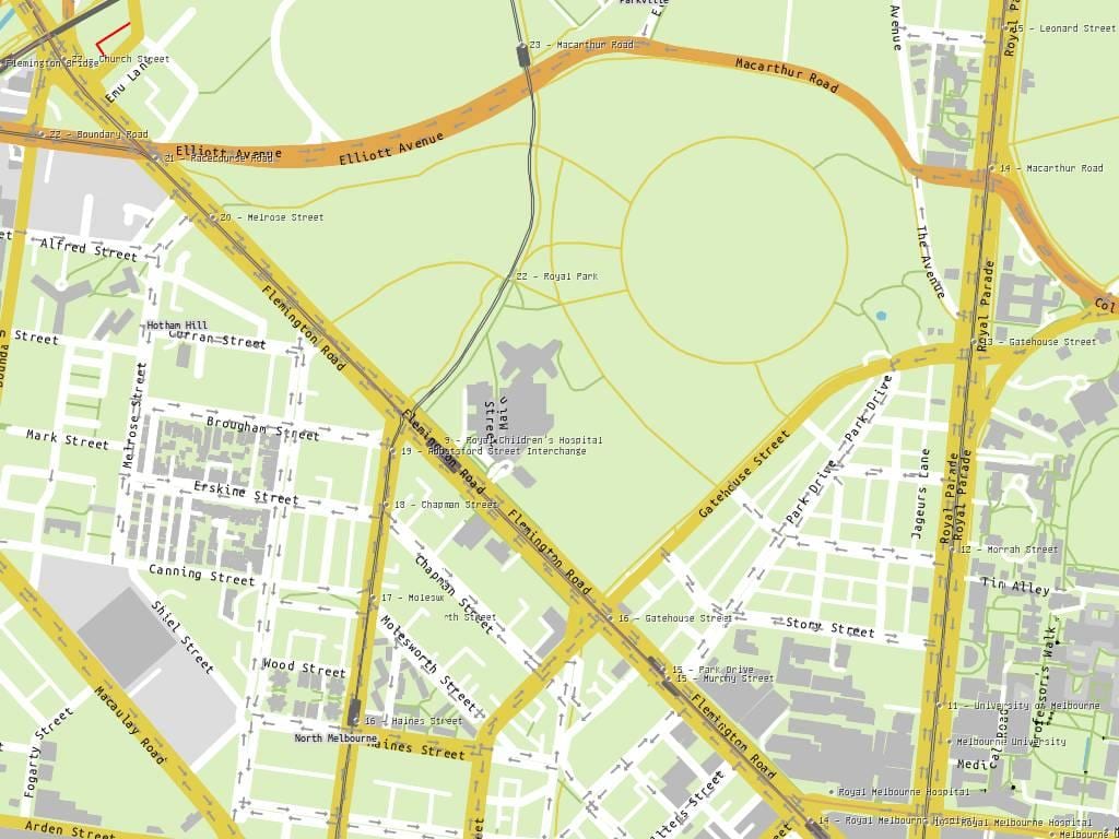 carte de Royal children's hospital de Melbourne