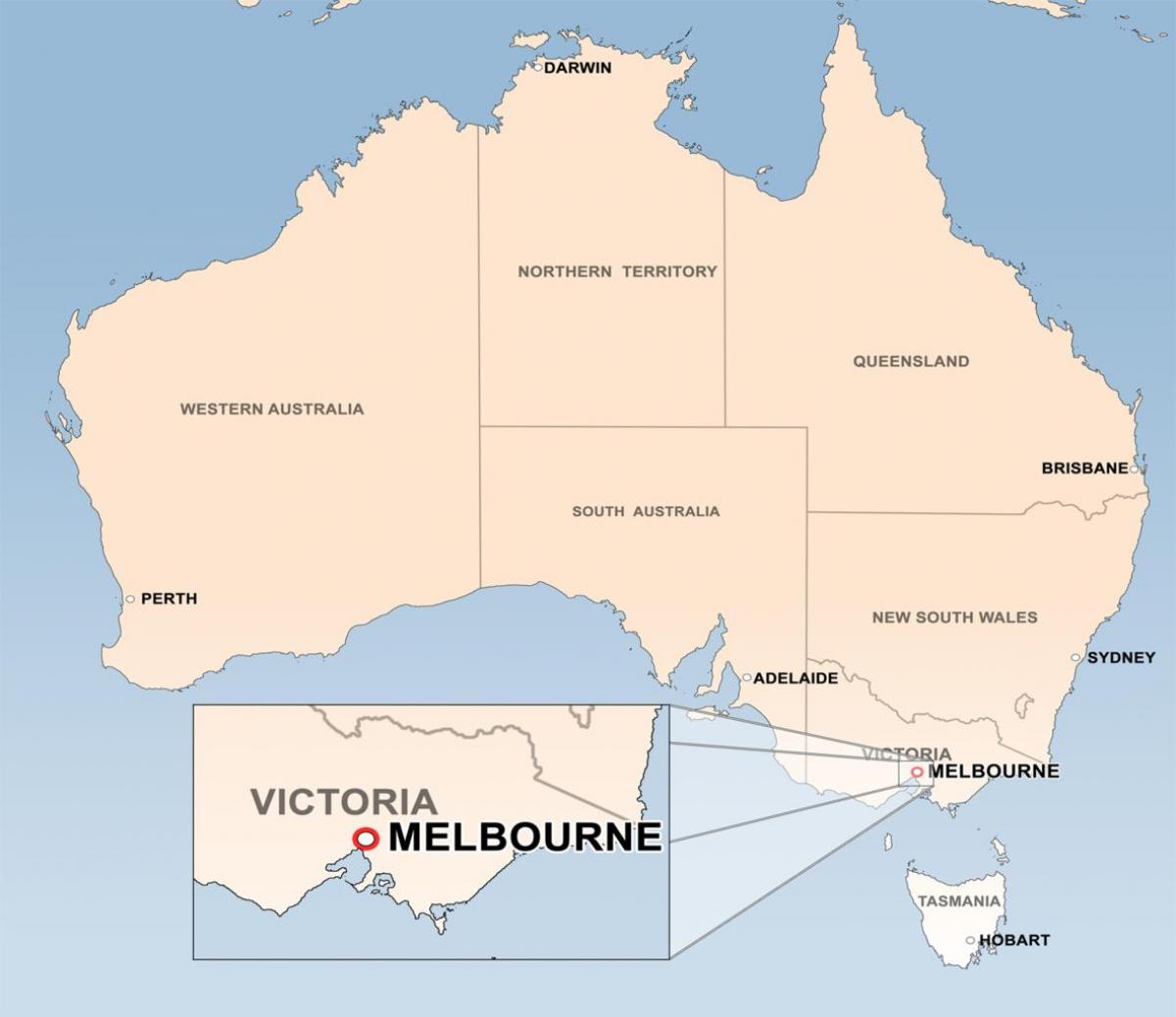 la carte de Melbourne, Australie